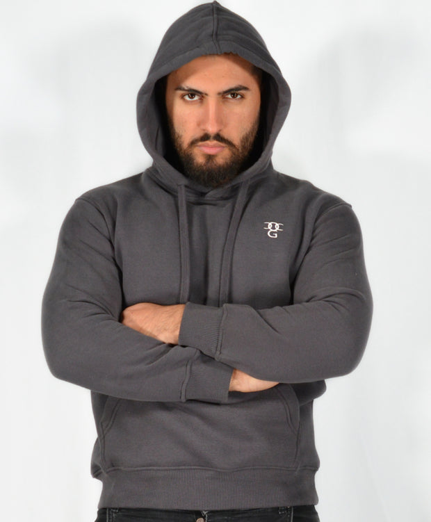 Mens O.G. Symbol Dark Grey Pullover Hooded Top