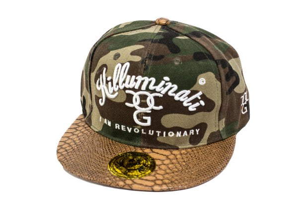 2pac Killuminati I Am Revolutionary Camo Snap Back With Snakeskin Peak