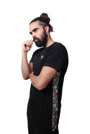 Mens O.G. African Inspired Black Long Panel T Shirt
