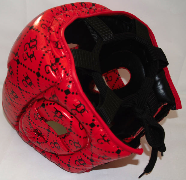 Boxing 'Designer Range' Red Leather Head Guard